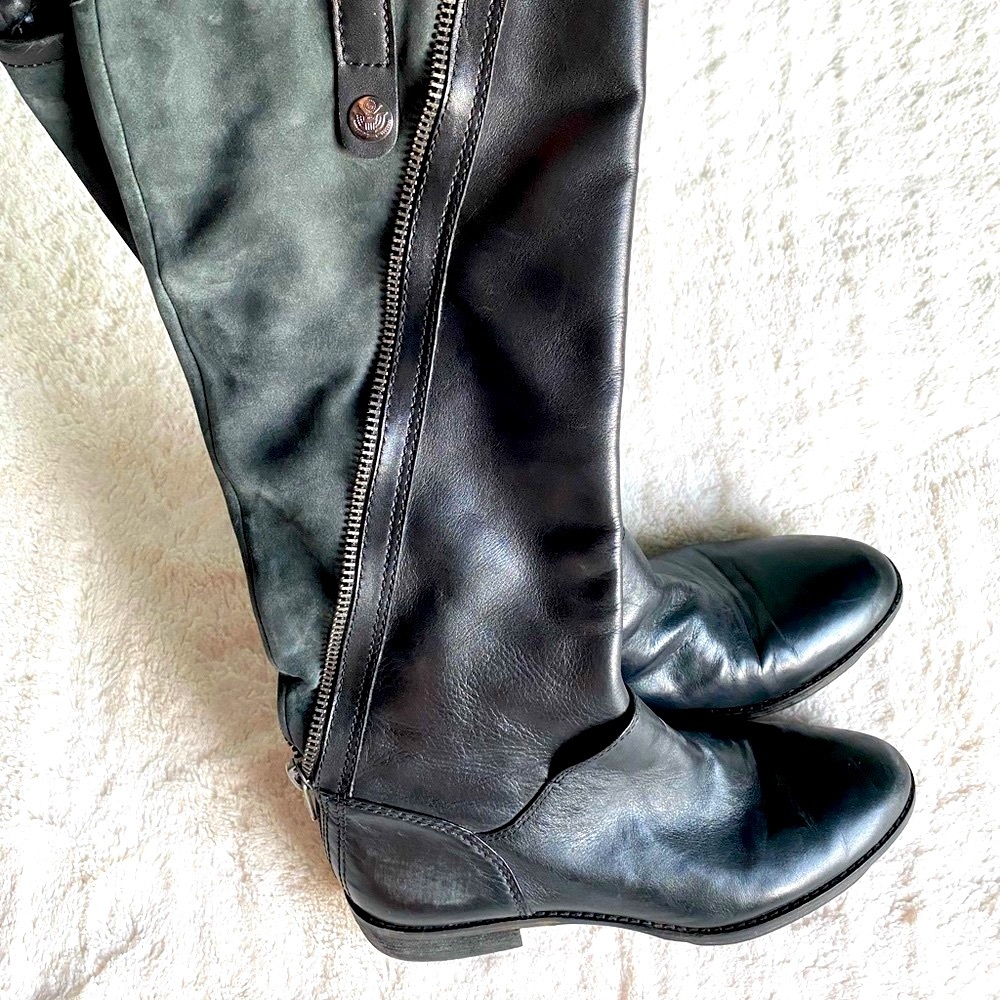 W9 Sam Edelman Leather Riding Boots with zipper hardware